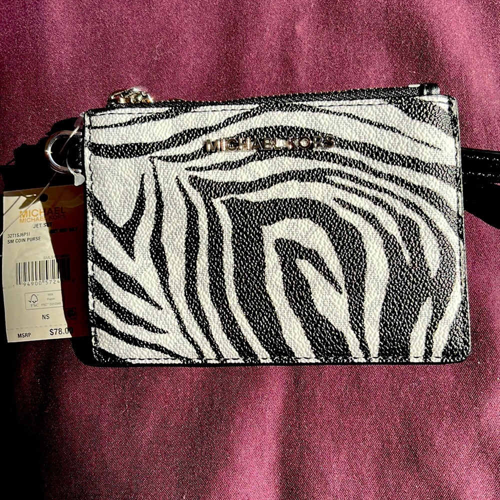 NWT Michael Kors zebra print coin purse